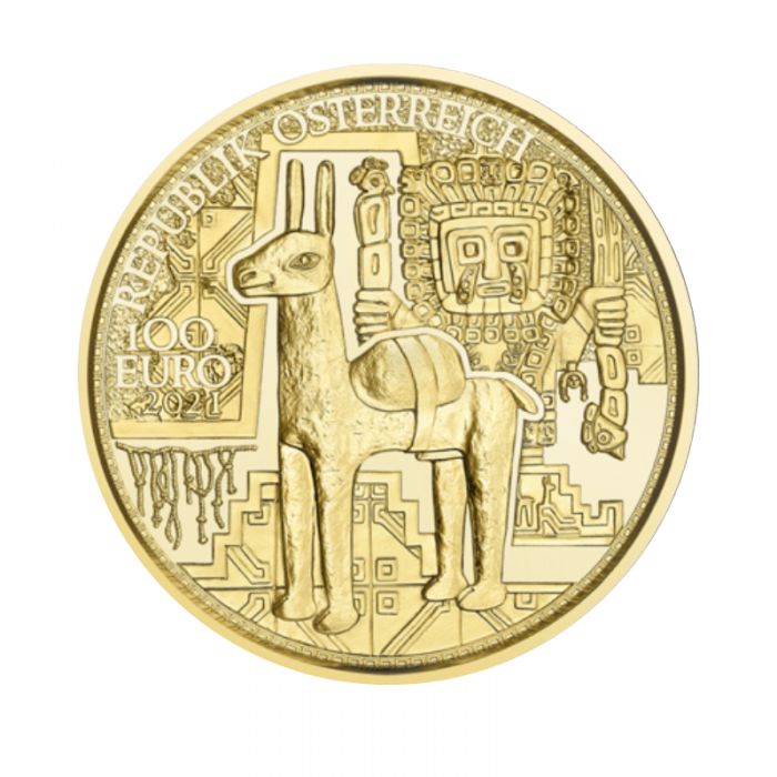 100 Eur (15.78 g) auksinė PROOF moneta Inkų auksas, Austrija 2021