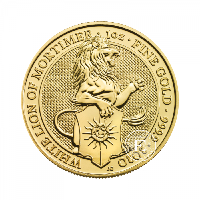 1 oz (31.10 g) auksinė moneta Queen's Beasts, Baltasis Liūtas, Didžioji Britanija 2020