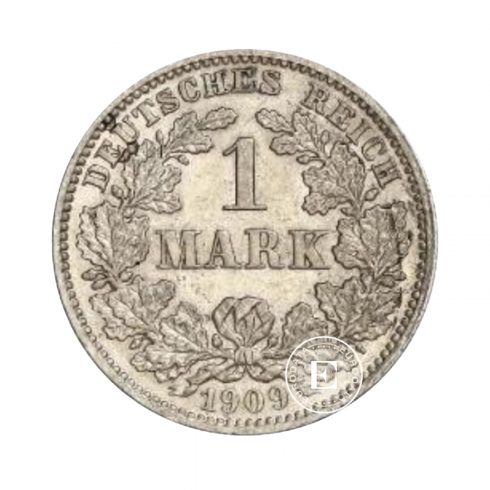 1 markė (5 g) sidabrinė moneta Empire, Vokietija (1873 - 1915)