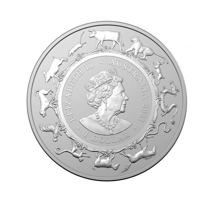 1 oz (31.10 g) sidabrinė moneta Lunar Ox - Jaučio metai, (LUNAR RAM), Australija 2021