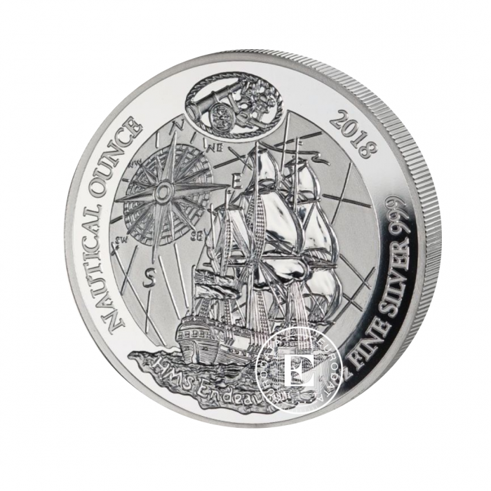 1 oz (31.10 g) sidabrinė moneta Nautical Ounce -  HMS Endeavor, Ruanda 2018