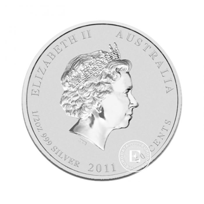 1/2 oz (15.55 g) sidabrinė moneta Lunar II Triušio metai, Australija 2011