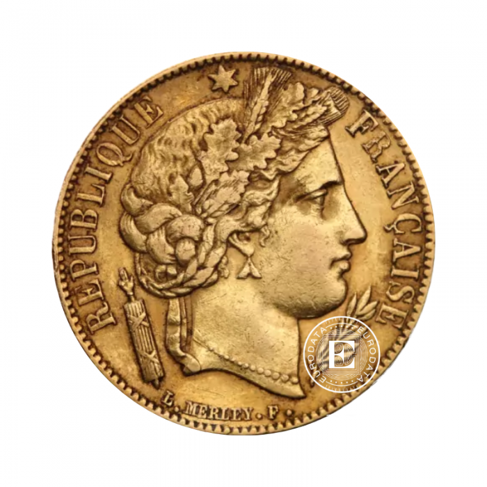 20 frankų (5.81 g) auksinė moneta Cérès 2nd Republic, Prancūzija 1848-1852