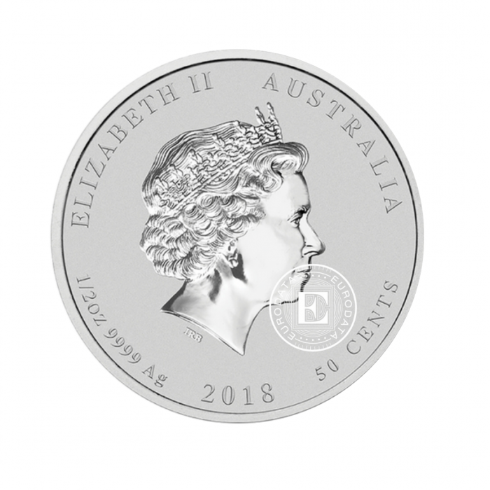 1/2 oz (15.55 g) srebrna moneta Lunar II - Year of the Dog, Australia 2018