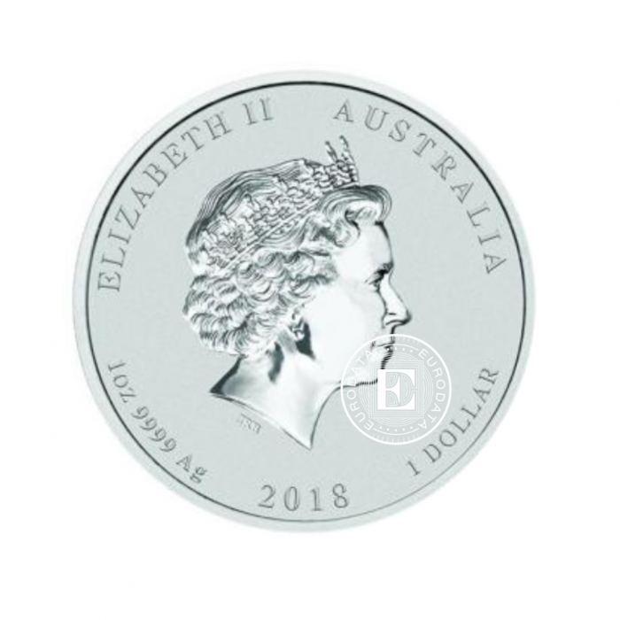 1 oz (31.10 g) sidabrinė moneta Lunar II - Šuns metai, Australija 2018