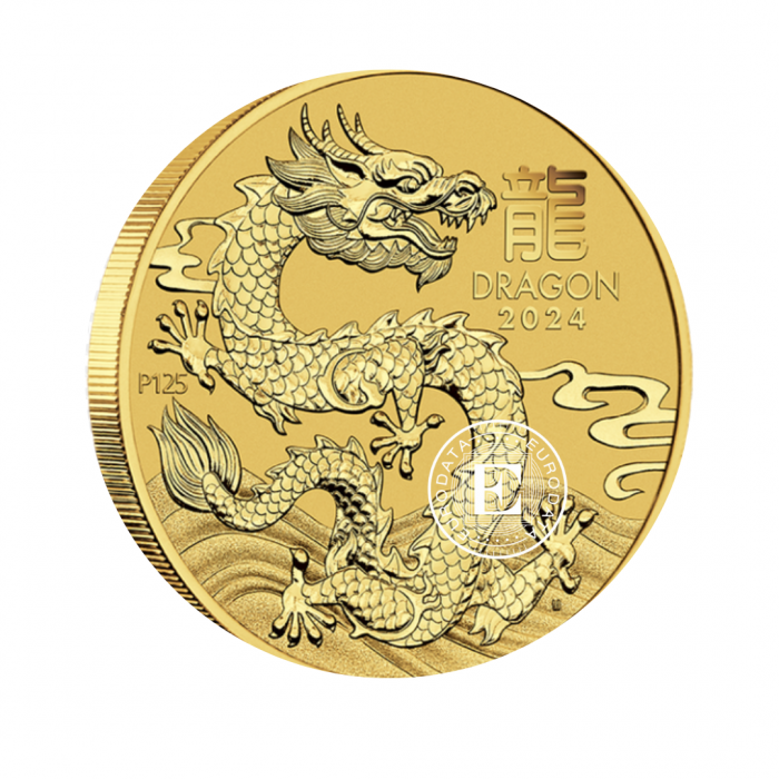 1/4 oz (7.78 g) auksinė PROOF moneta Lunar III -  Drakono metai, Australija 2024 (su sertifikatu)
