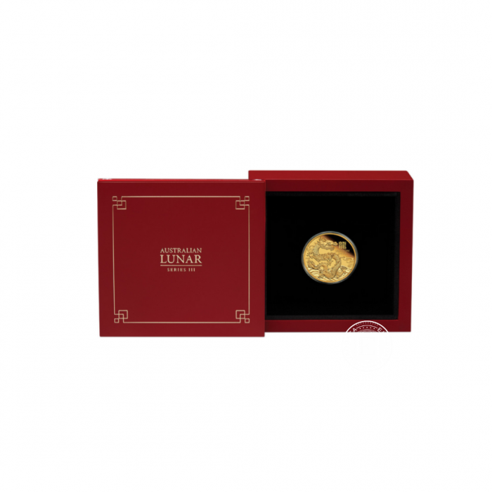 1/4 oz (7.78 g) auksinė PROOF moneta Lunar III -  Drakono metai, Australija 2024 (su sertifikatu)