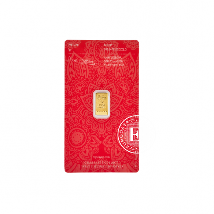 1 g investicinio aukso luitas Henna, The Royal Mint 999.9