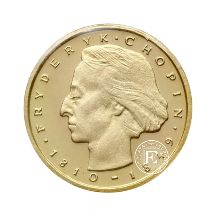 2000 zlotų (7.20 g) auksinė moneta Chopin, Lenkija 1977