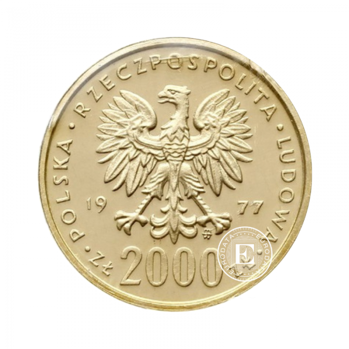 2000 zlotų (7.20 g) auksinė moneta Chopin, Lenkija 1977