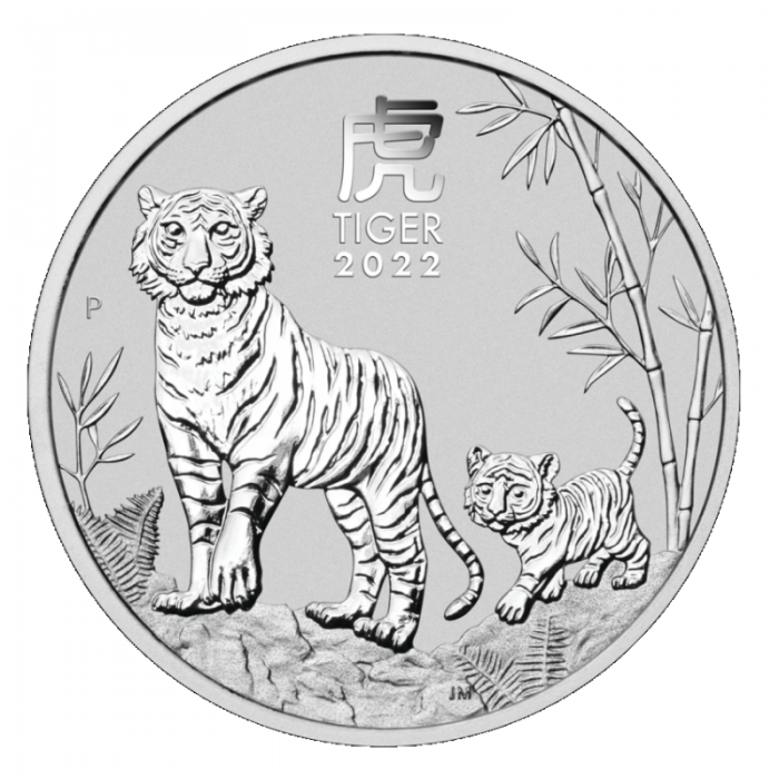 1 oz (31.10 g) sidabrinė moneta Lunar Tigro Metai, Australija 2022