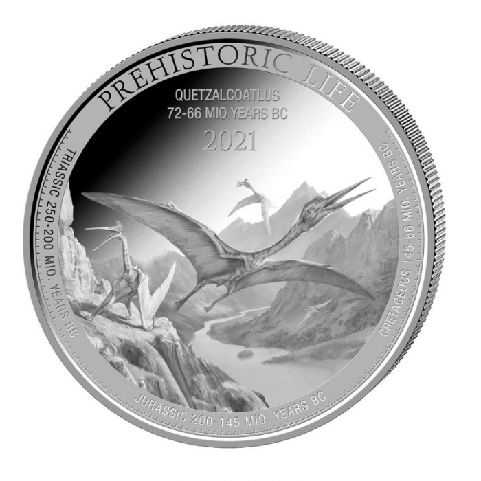 1 oz (31.10 g) sidabrinė moneta Pterozaurai, Kongo Respublika 2021