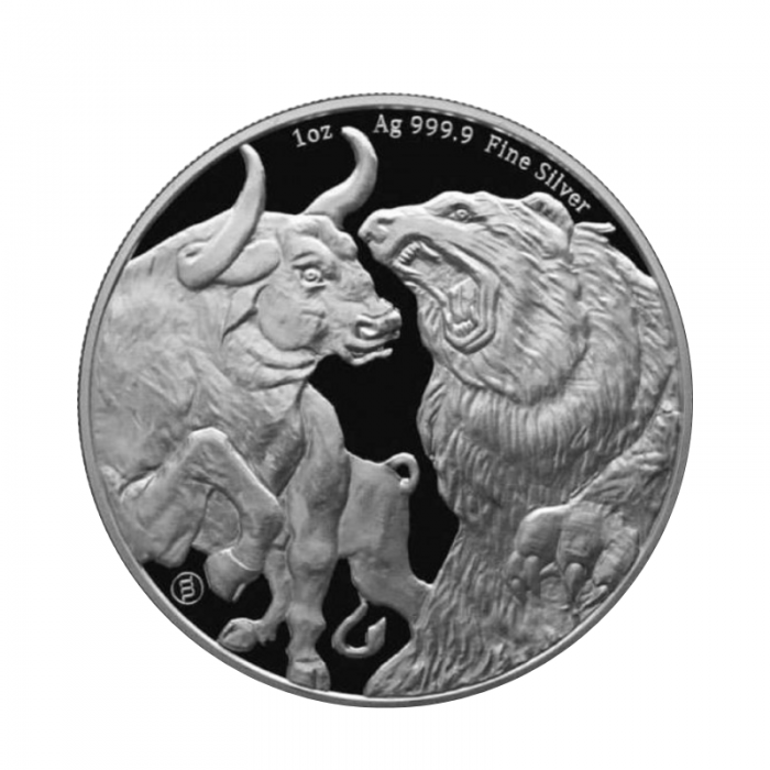 1 oz (31.10 g) sidabrinė moneta Bull & Bear, Čadas 2023