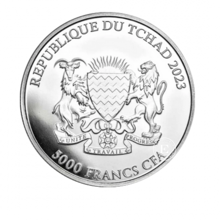 1 oz (31.10 g) sidabrinė moneta Raudonoji panda, Čado Respublika 2023